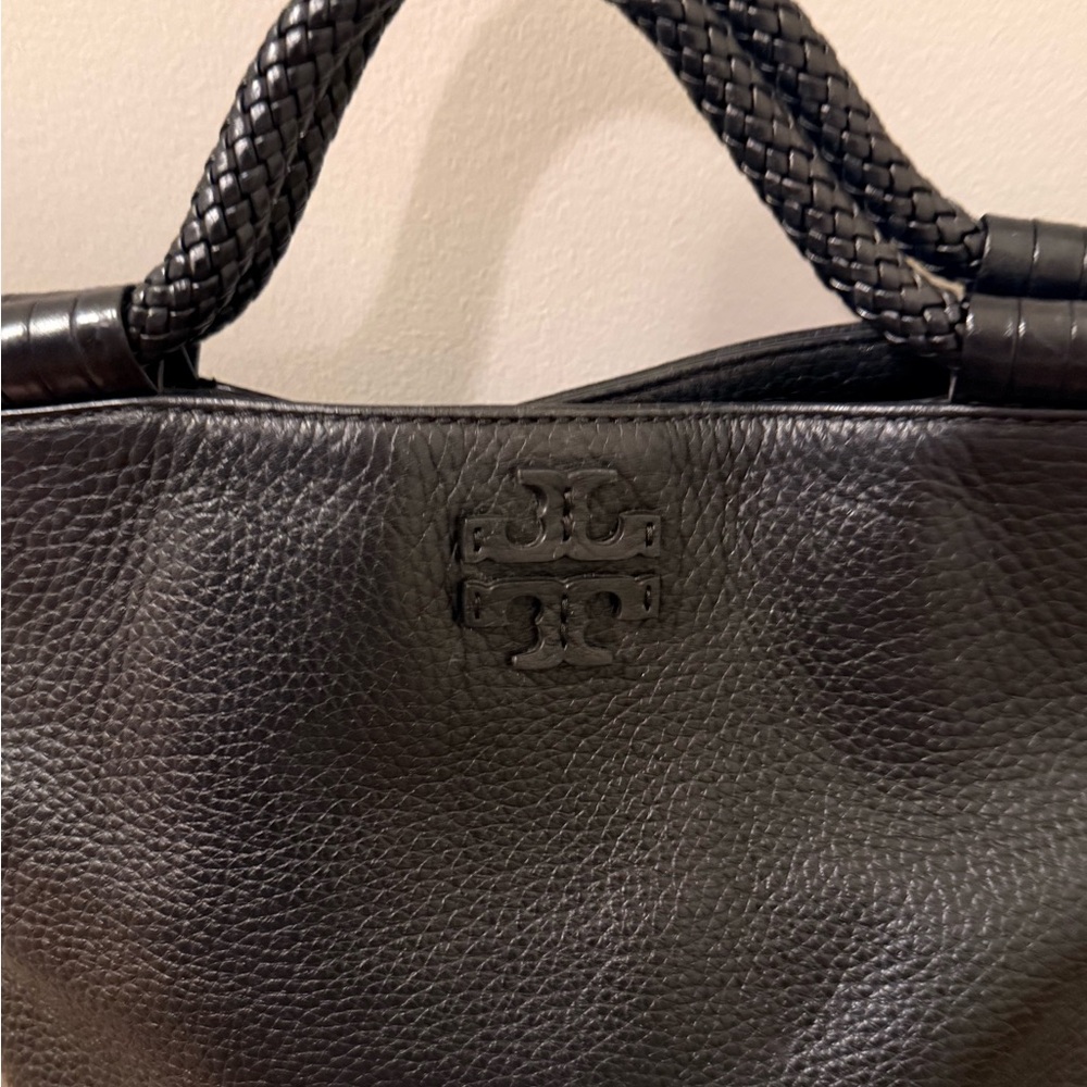 Tory Burch Black Leather Top-Handle Satchel with Tassel - Picture 3 of 3